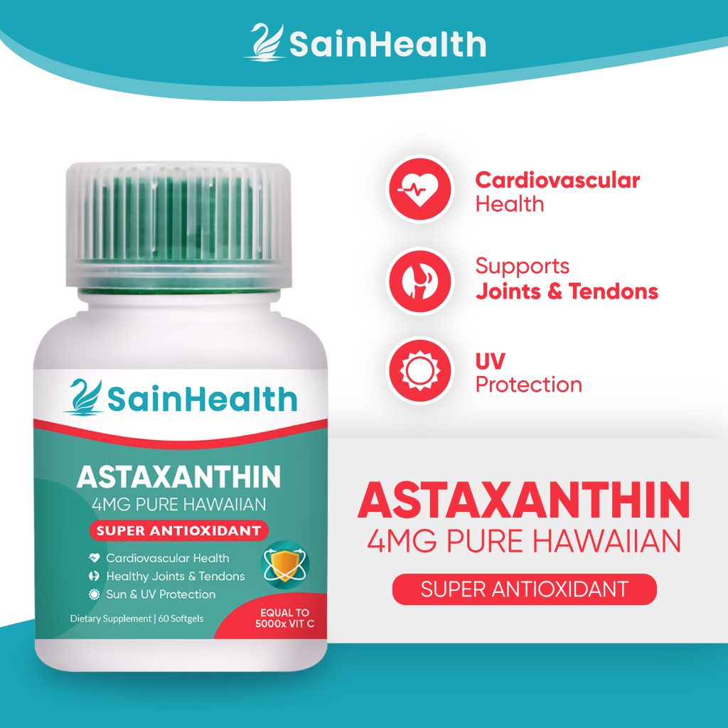 Sainhealth Astaxanthin 4mg Pure Hawaiian Powerful Antioxidant 60 Softgels For Immune 