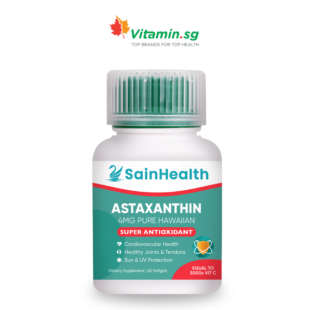 SainHealth Astaxanthin 4mg Pure Hawaiian, 60 softgels Vitamin SG