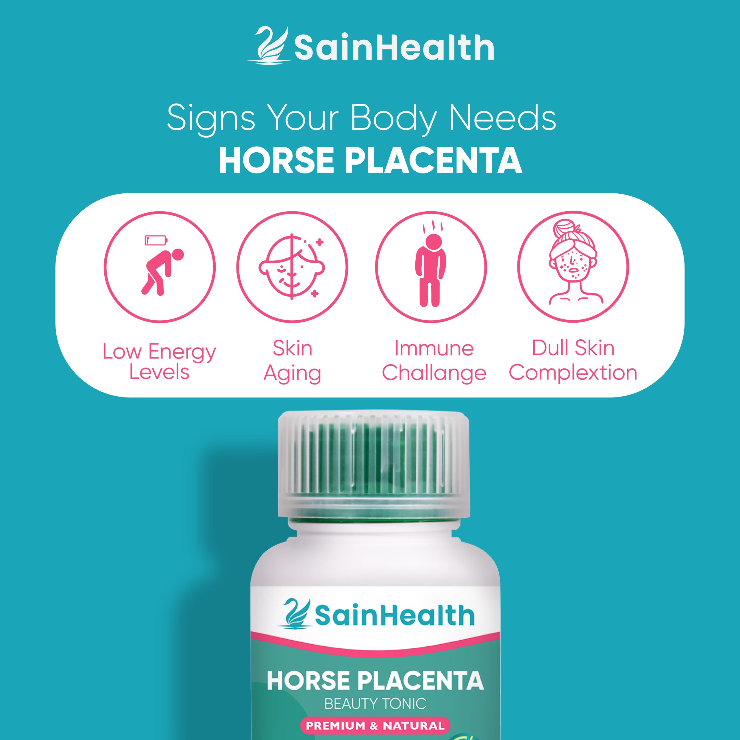 SainHealth Horse Placenta Beauty Tonic, 150 Softgels Vitamin SG